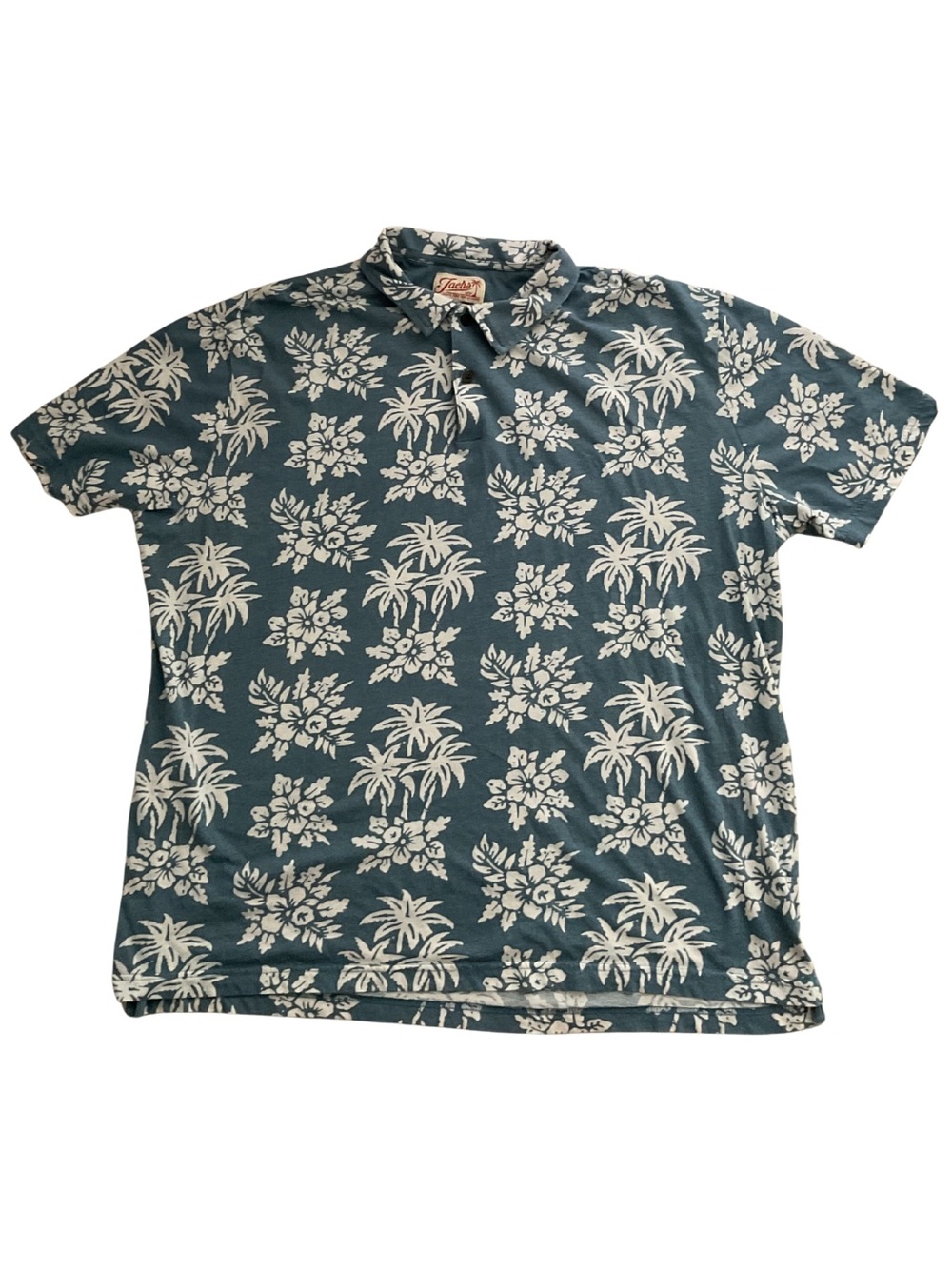 Jachs NY Casual Teal Hawaiian Print Pima Cotton Polo Men’s L/XL Tropical